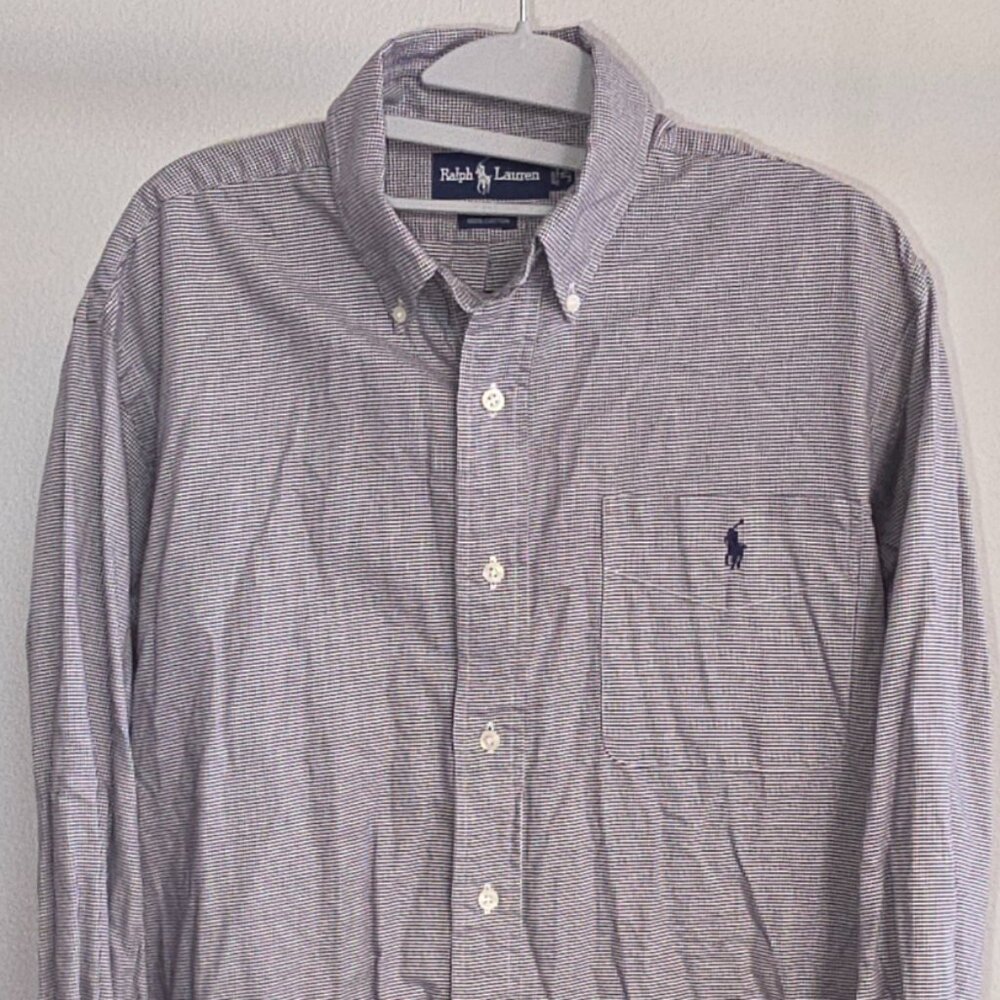 Ralph Lauren Yarmouth Dress Shirt Mens Neck 15 Houndstooth Oxford Old Money